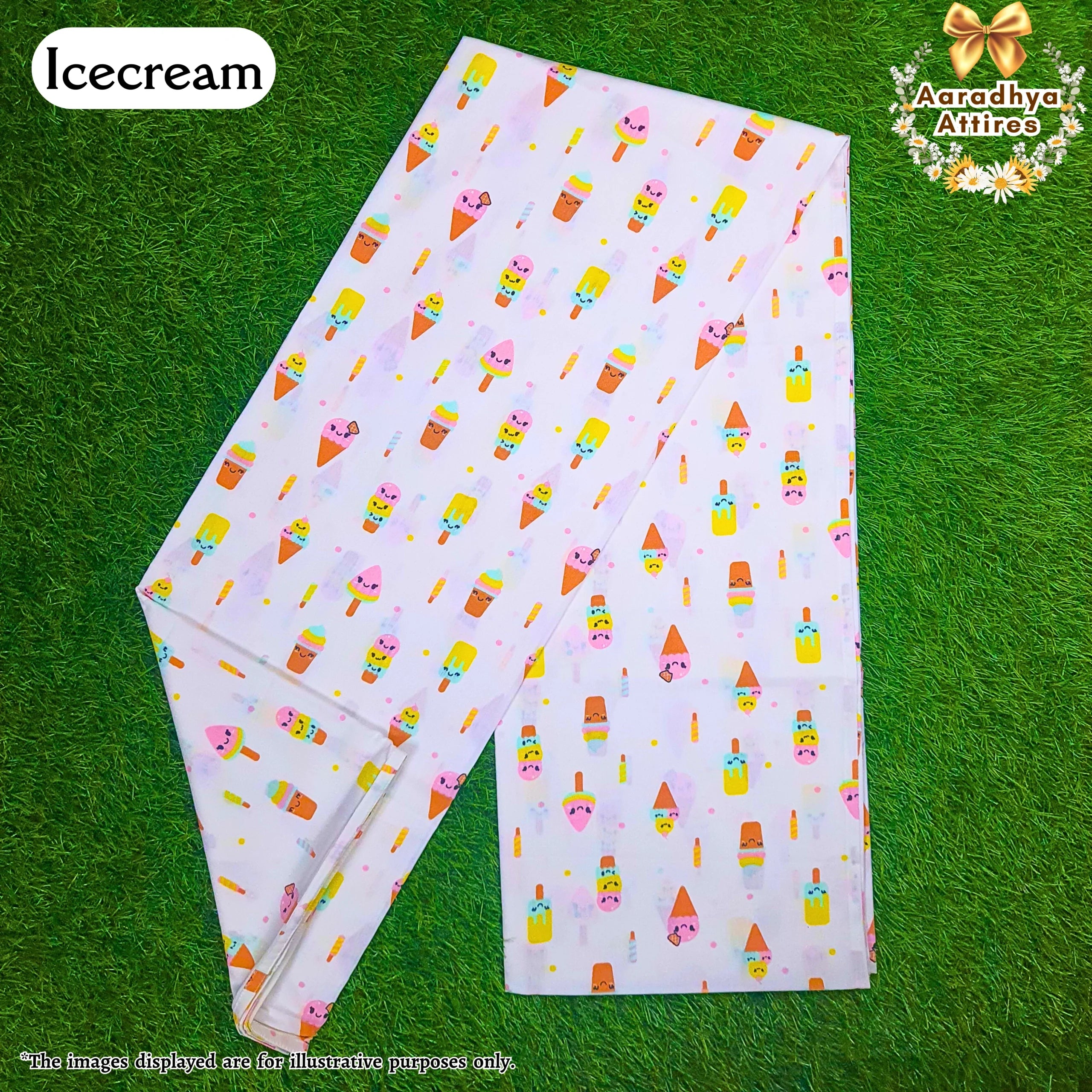 Thottil Cradle Fabric - Icecream. (For Indian-Style Cradles) 300cm X 120cm.