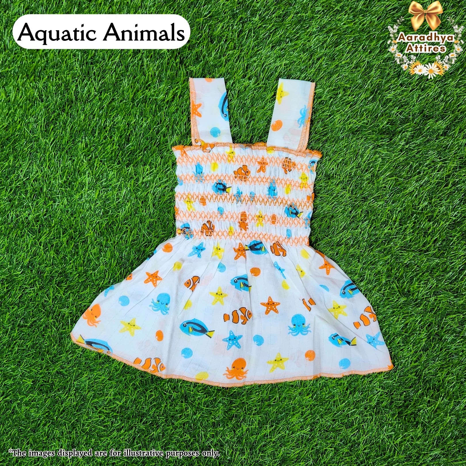 Snuggy Frocks - Aquatic Animals - 3-6 Month .