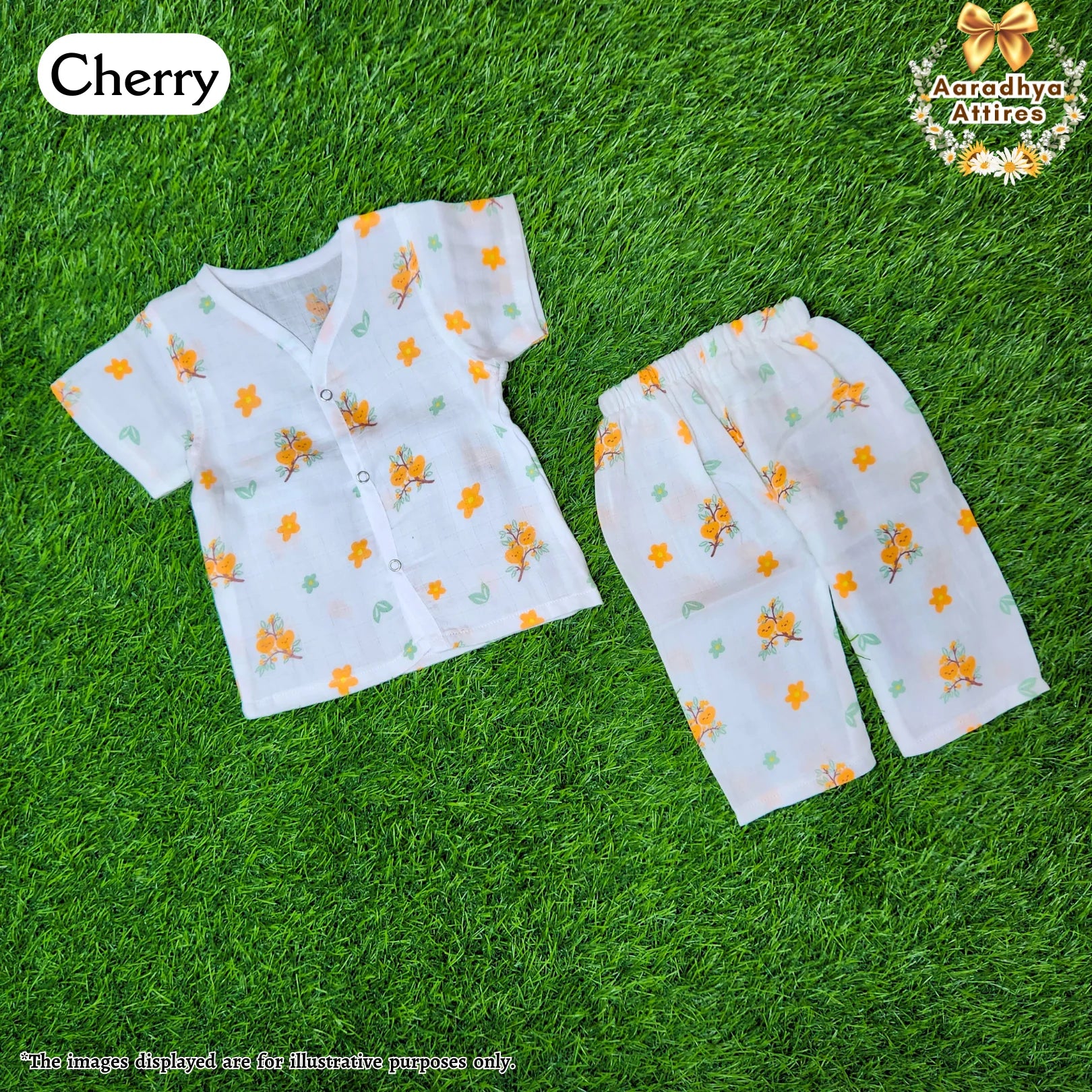 Co-Ord Set Half Sleeve & Pant - Cherry - 6-9 Month