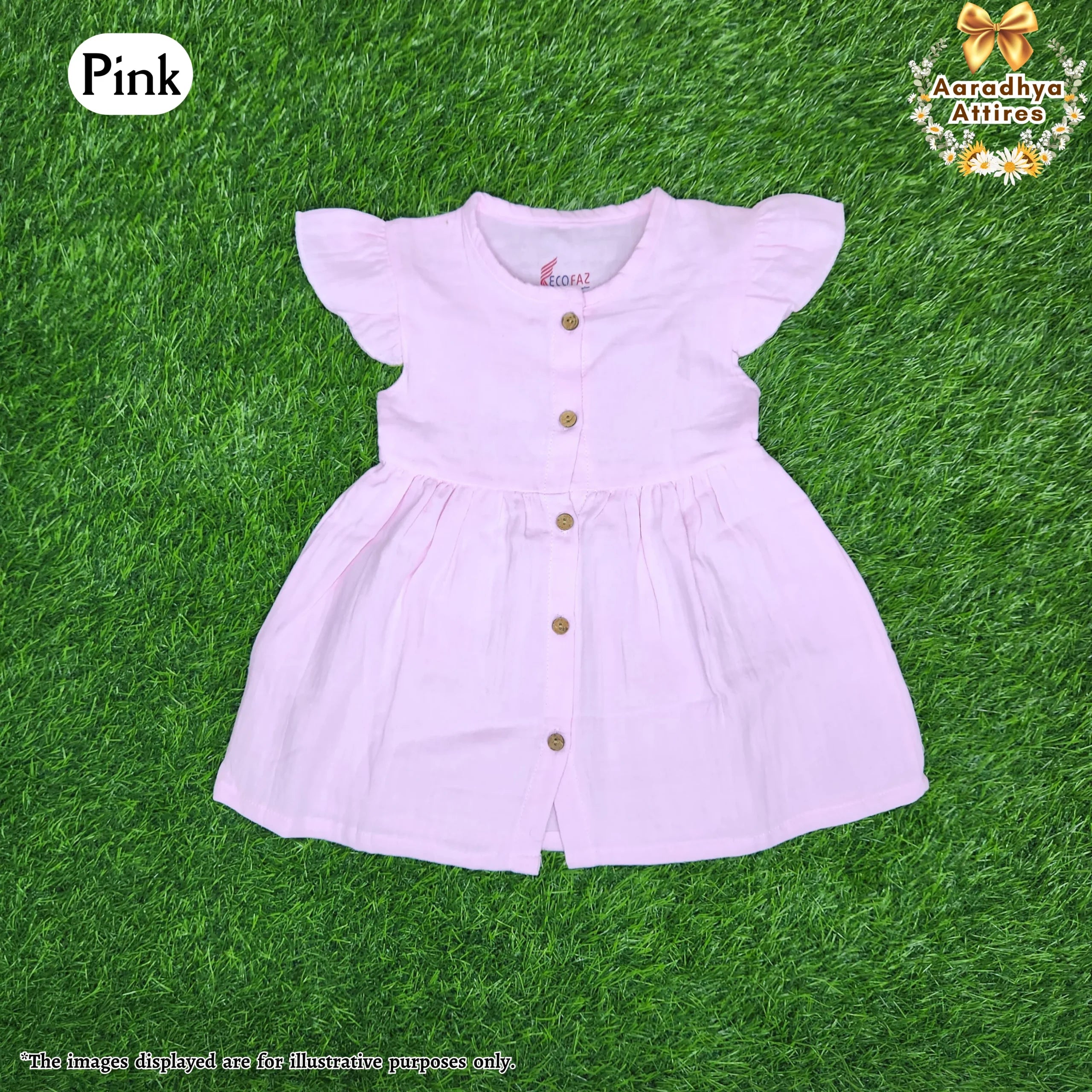 Button Frock - Pink - 6-12 Month.