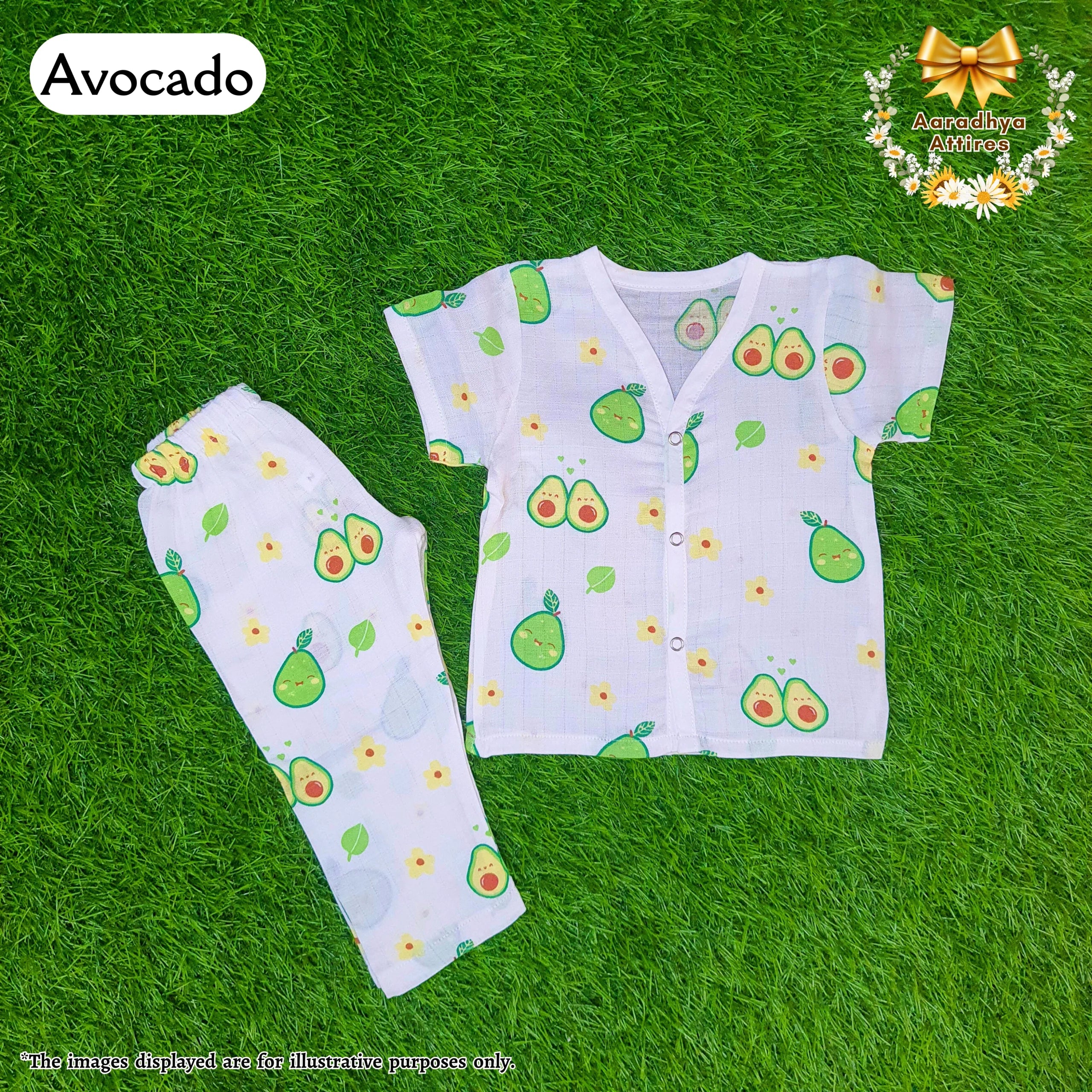 Co-Ord Set Half Sleeve & Pant - Avocado. (0-3 Month)