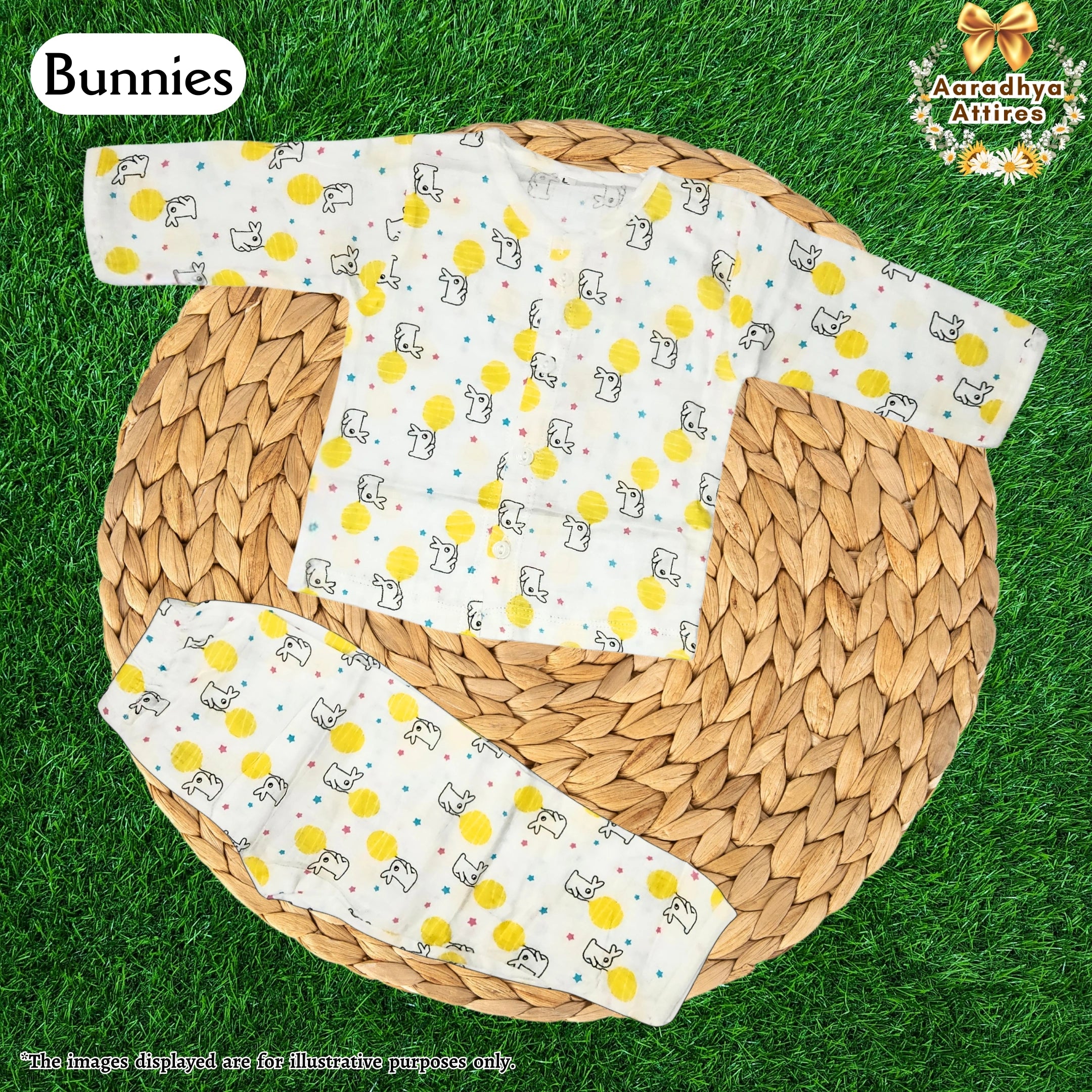 Co-Ord Set Full Sleeve & Pant - Bunnies. (3-6 Month)