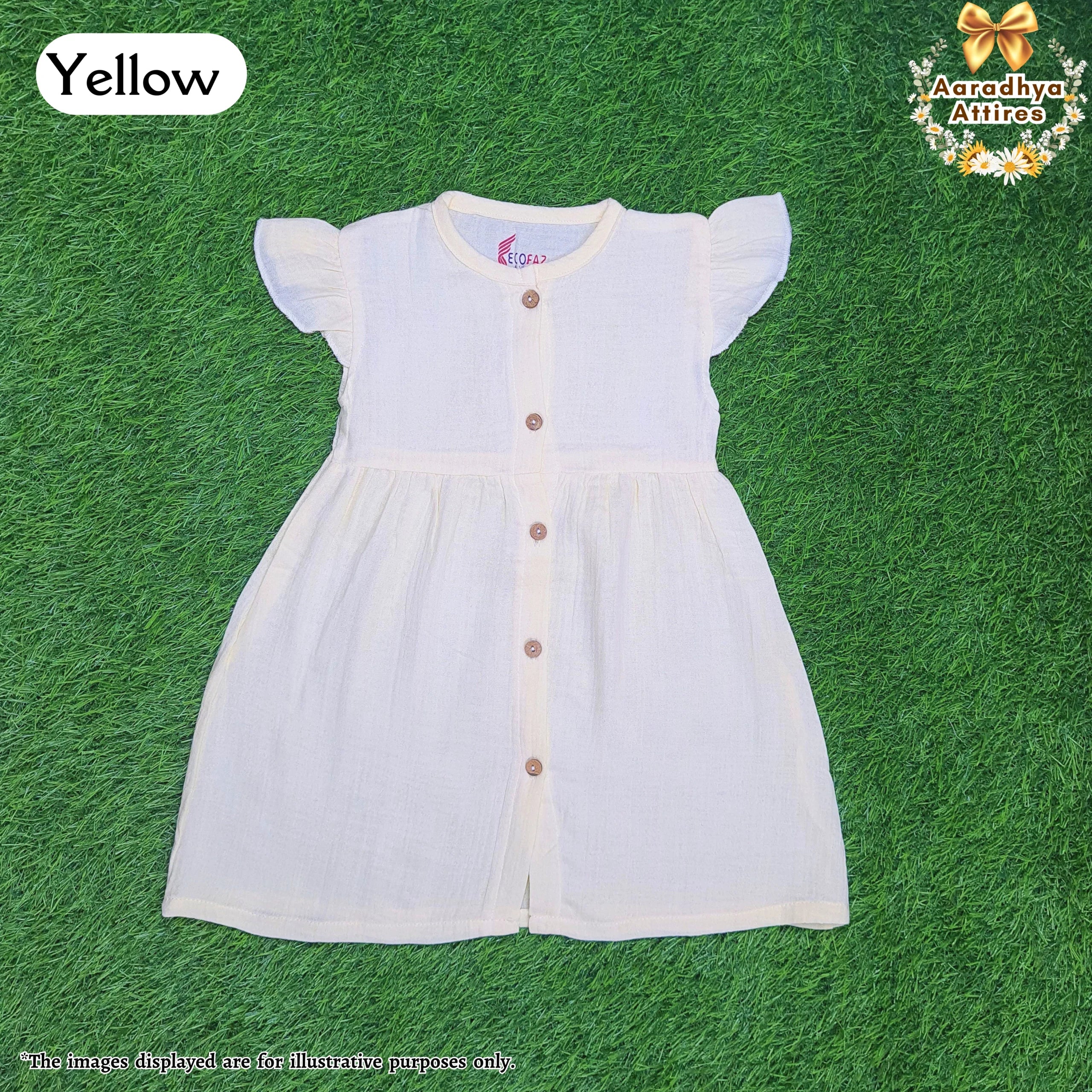 Button Frock - Yellow - 6-12 Month.