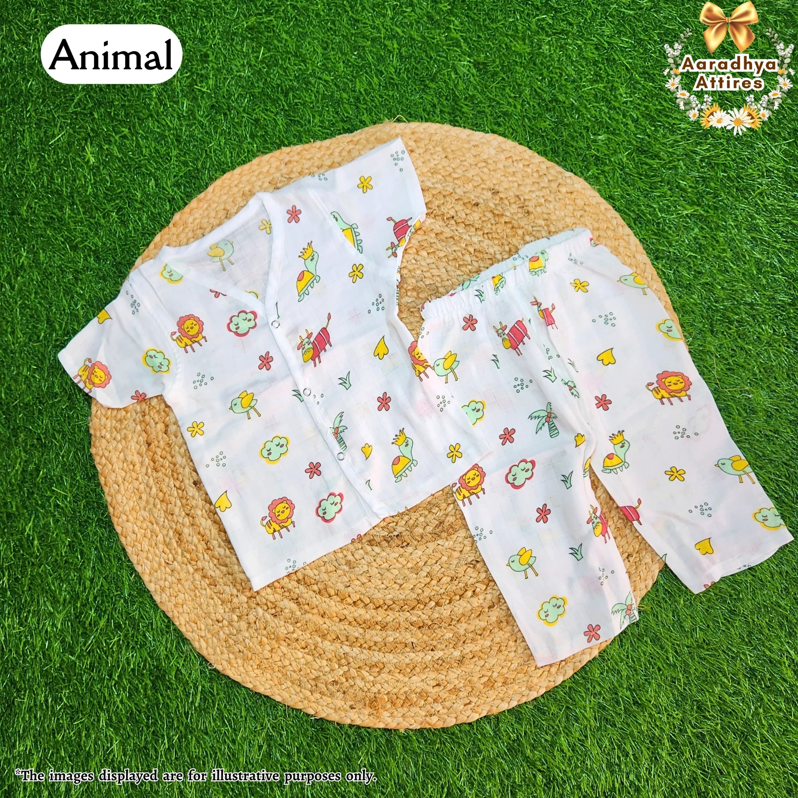 Co-Ord Set Half Sleeve & Pant - Animals - 3-6 Month