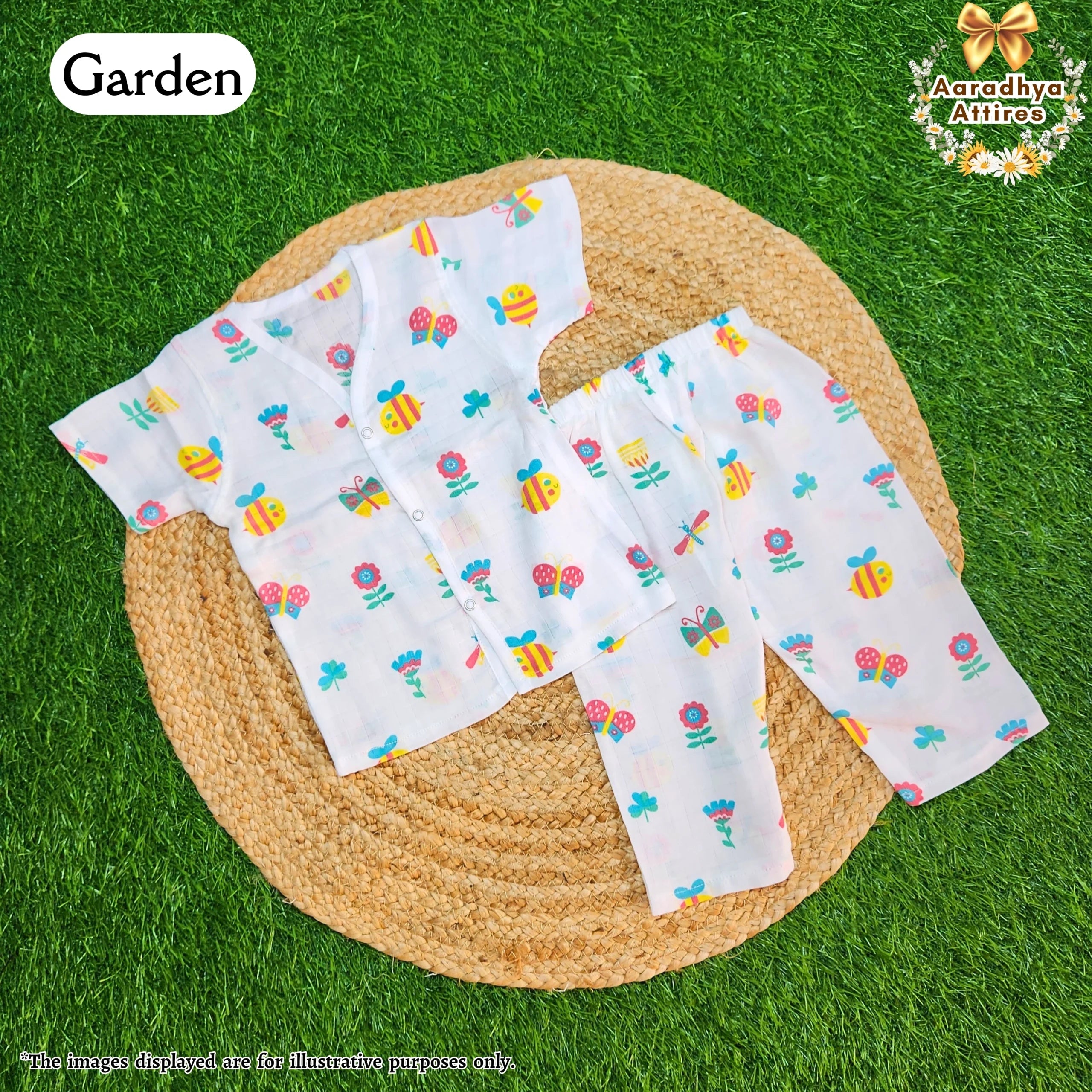 Co-Ord Set Half Sleeve & Pant - Garden - 3-6 Month