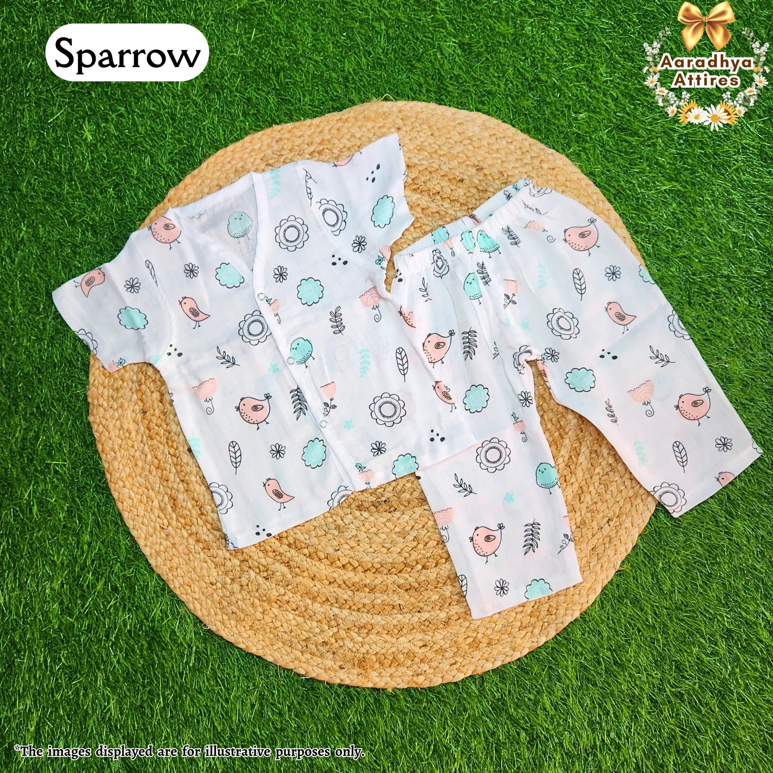 Co-Ord Set Half Sleeve & Pant - Sparrow - 6-9 Month