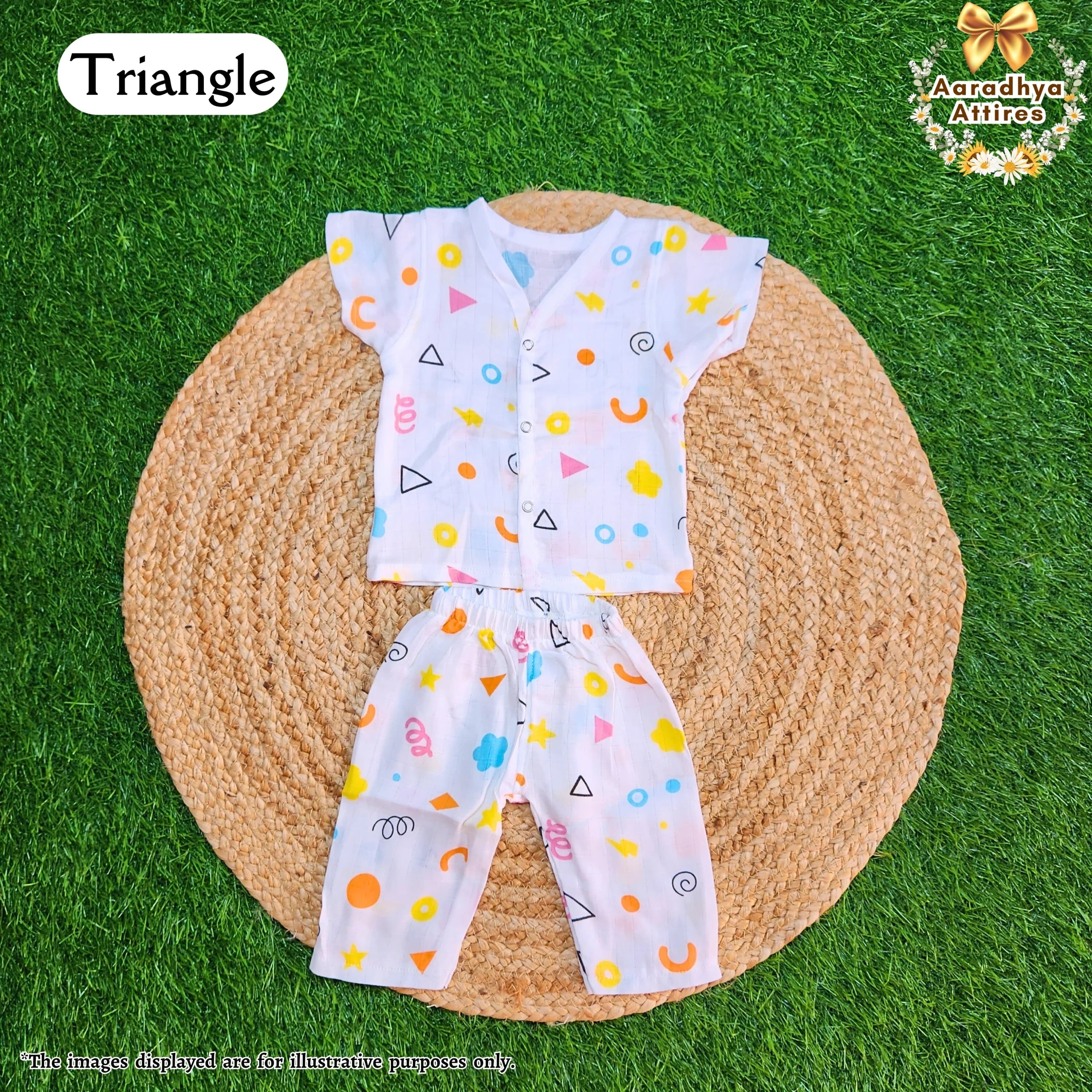 Co-Ord Set Half Sleeve & Pant - Triangle - 0-3 Month