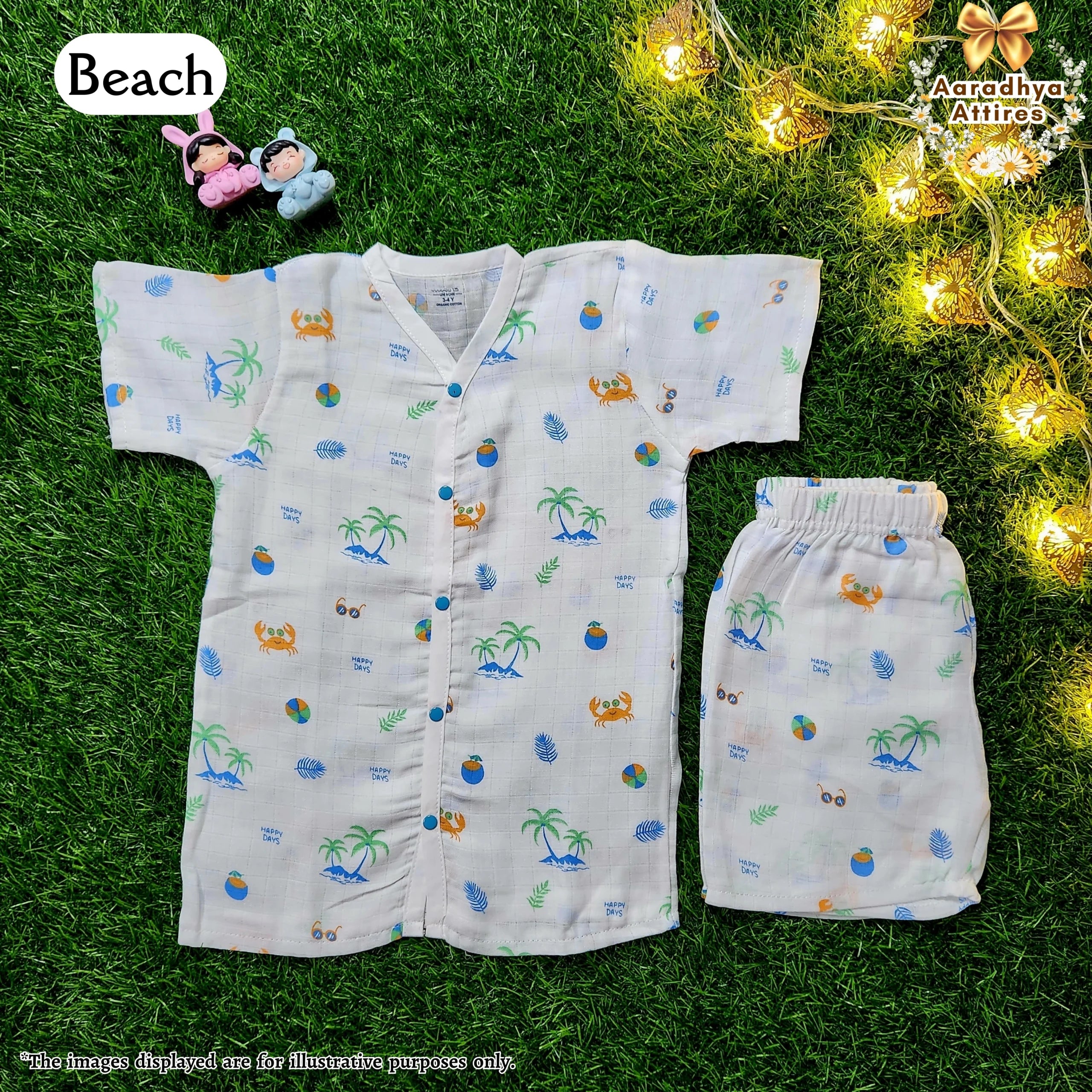 Co-Ord Set Half Sleeve & Short - Beach - 2-3 Years