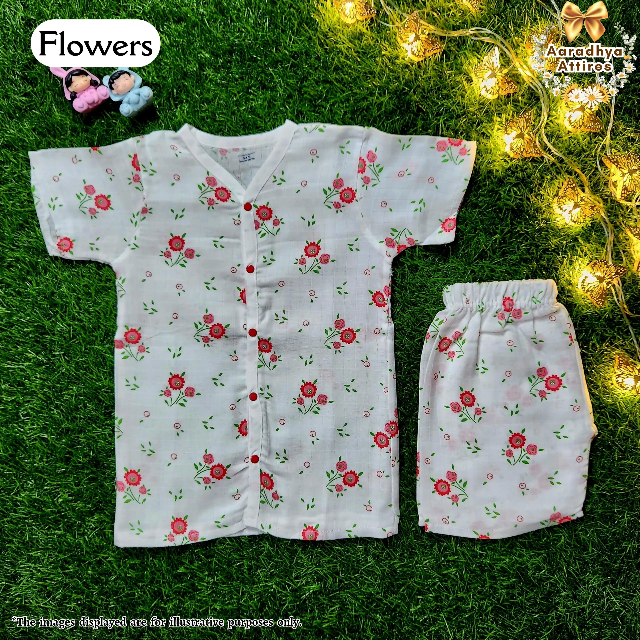Co-Ord Set Half Sleeve & Short - Flowers - 2-3 Years