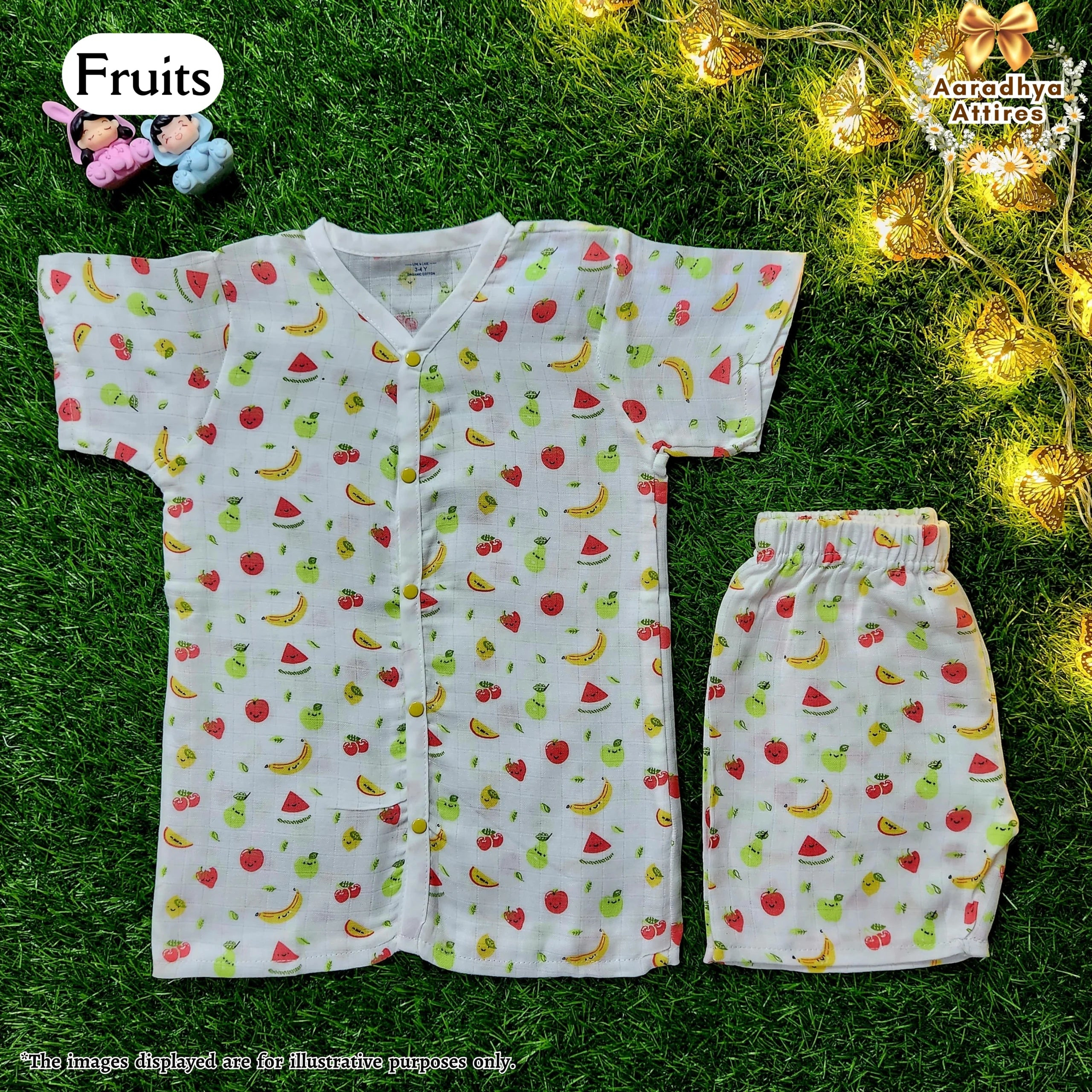 Co-Ord Set Half Sleeve & Short - Fruits - 3-6 Month