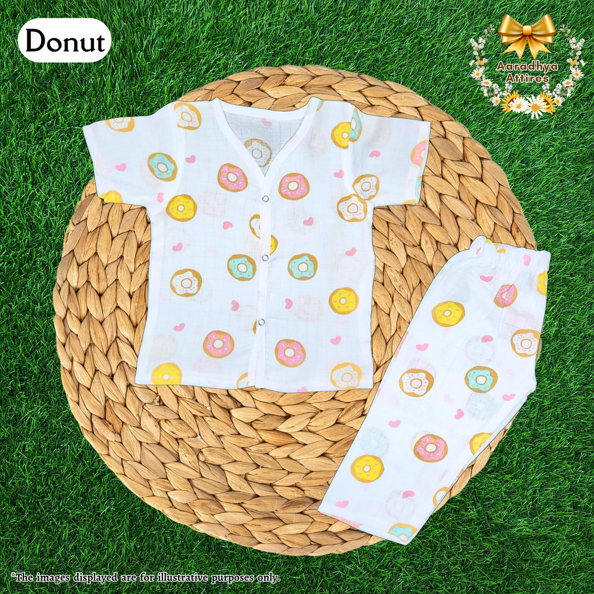 Co-Ord Set Half Sleeve & Pant - Donut - 9-12 Month