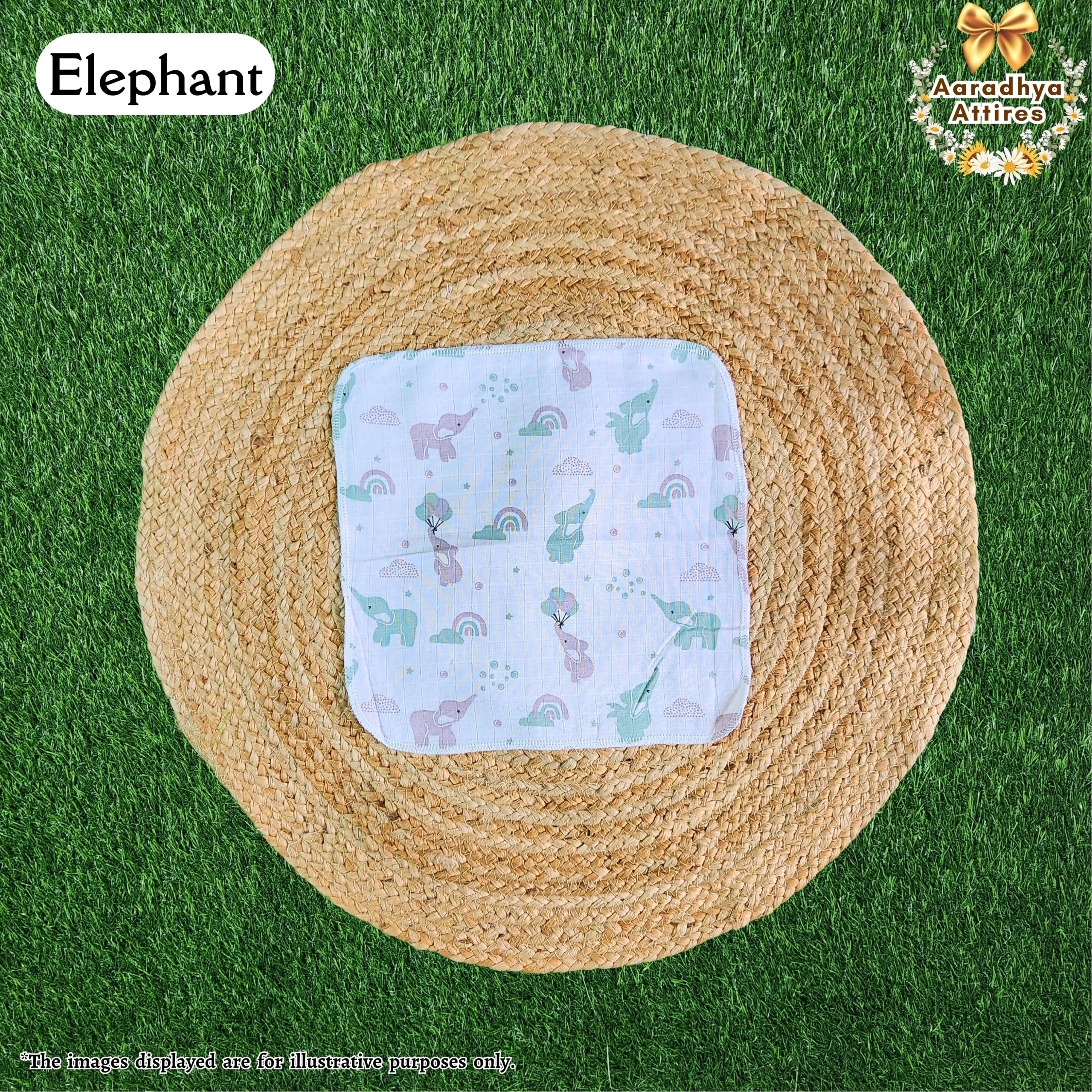 Wash Cloth - Elephant Rainbow - 30cm X 30cm
