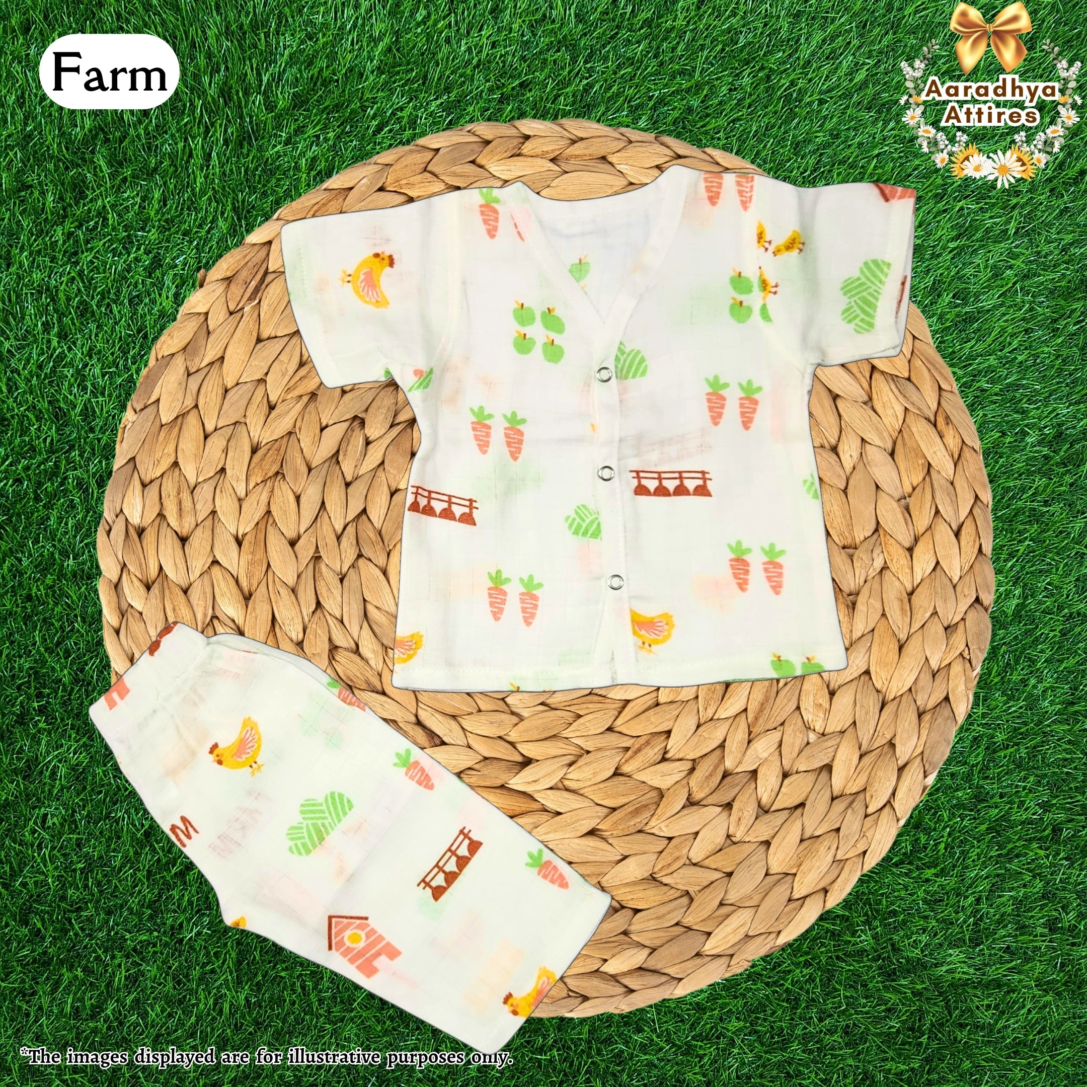 Co-Ord Set Half Sleeve & Pant - Farm. (0-3 Month)