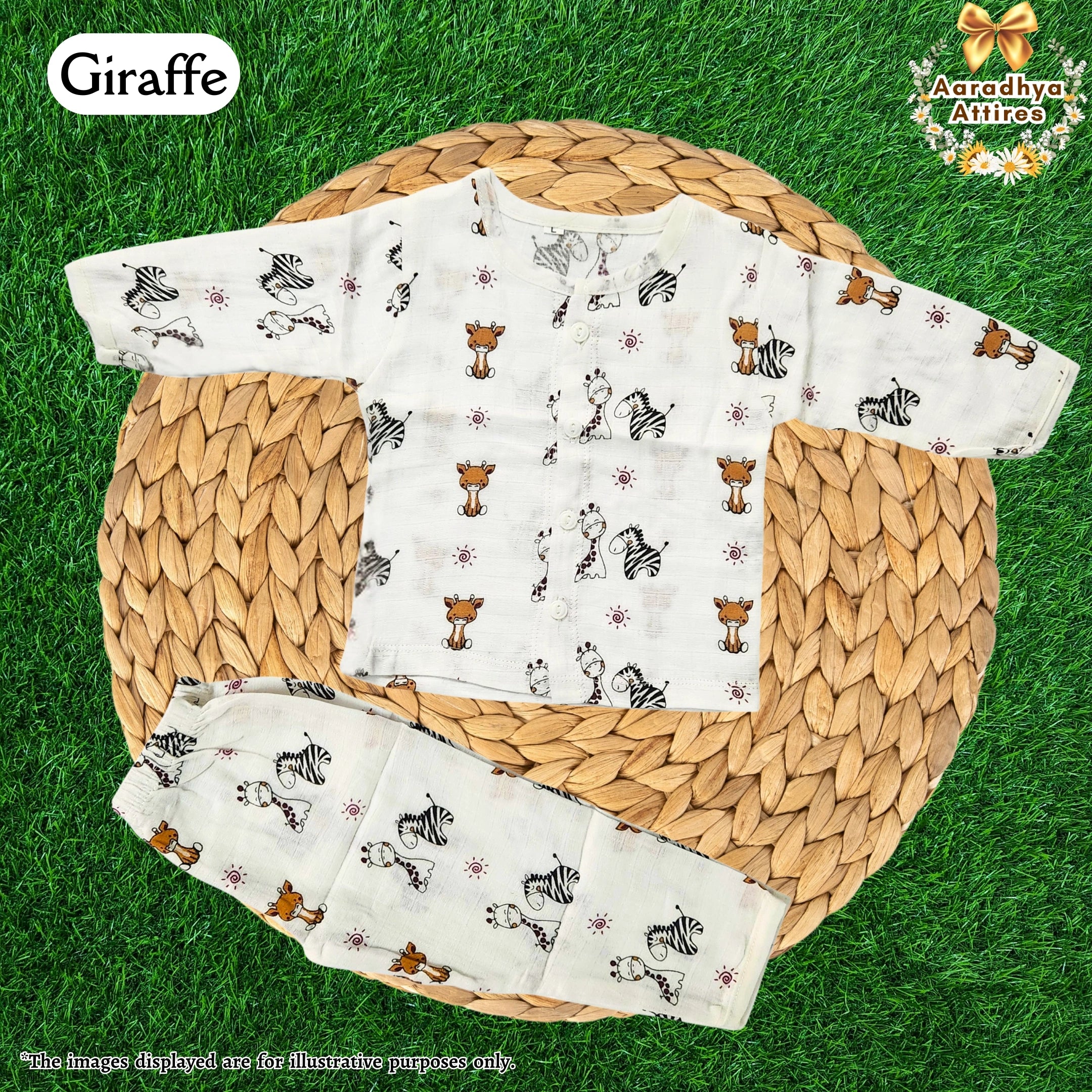 Co-Ord Set Full Sleeve & Pant - Giraffe. (3-6 Month)