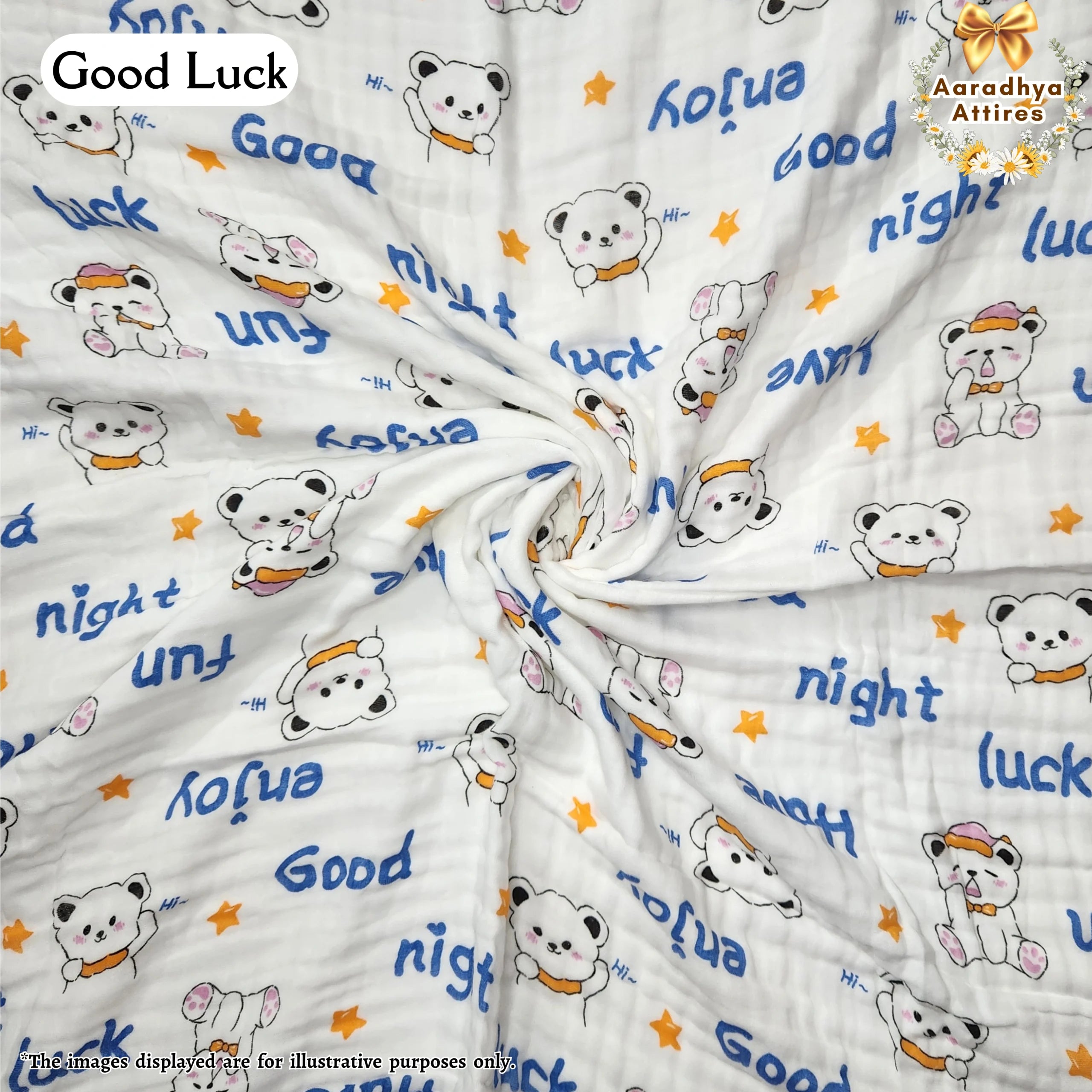 Imported Blanket - Good Luck -100 x 100 CM (6 Layered Organic Crinkled Muslin Cotton)