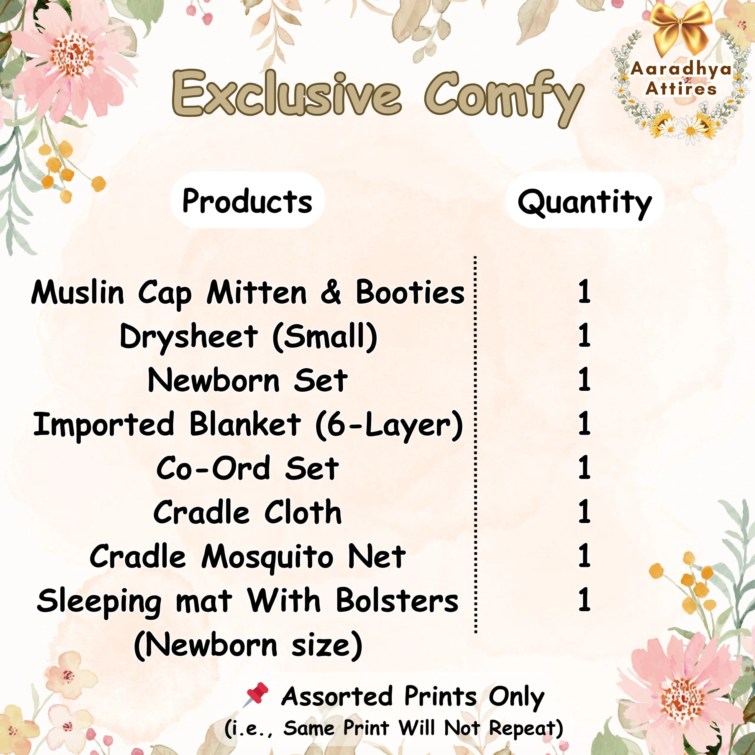 Exclusive Comfy Combo - Hospital Bag (37 Products) (Assorted Prints Only)