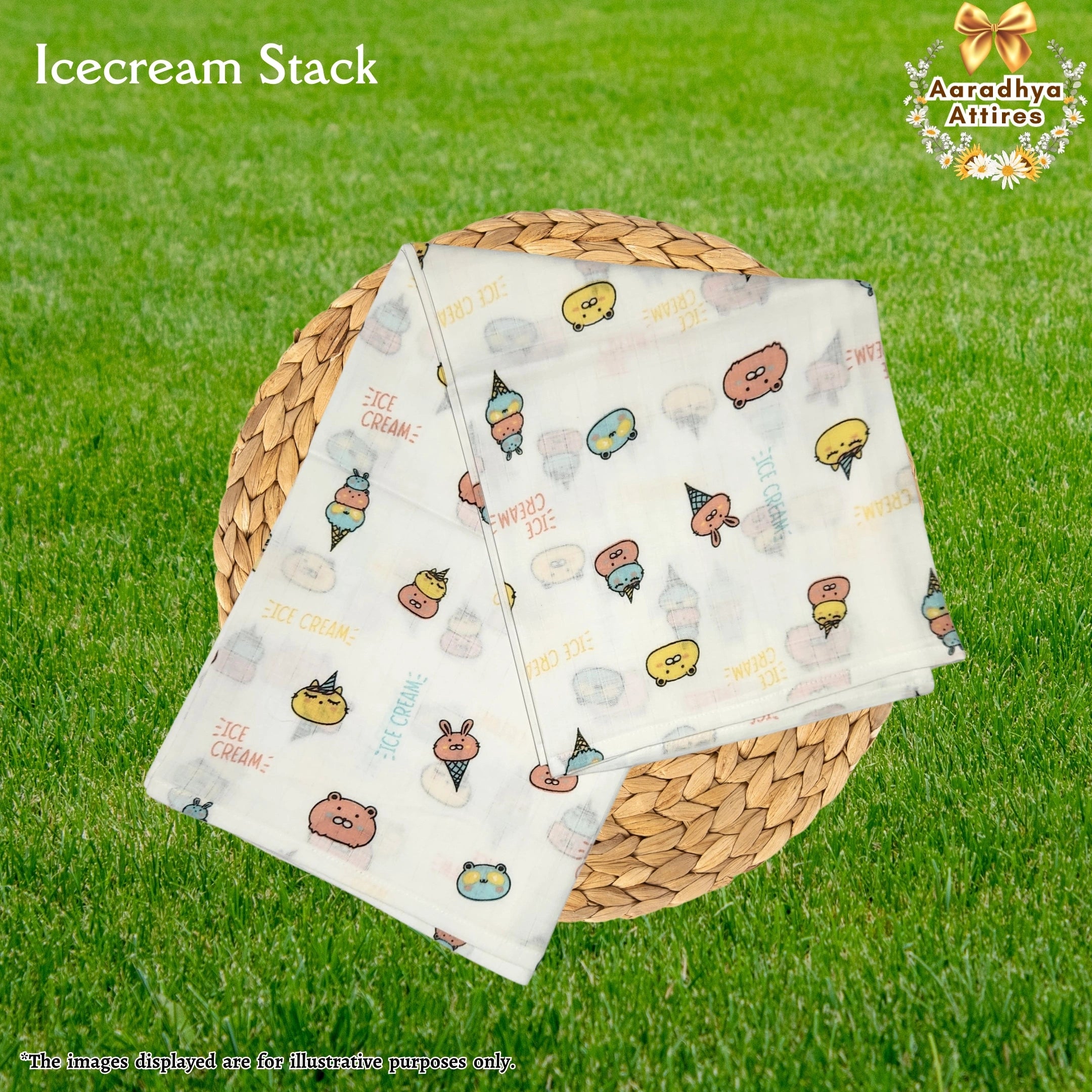 Baby Bath Towel - IceCream Stack - 145cm X 70cm