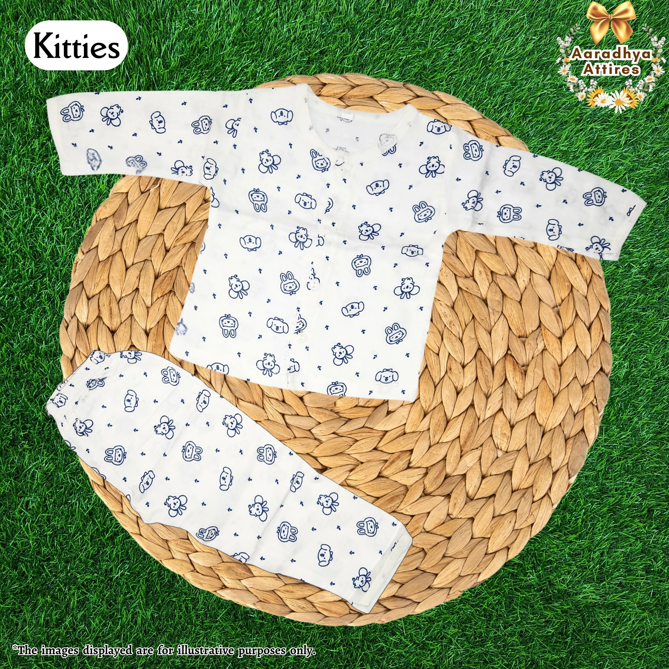 Co-Ord Set Full Sleeve & Pant - Kitties. (3-6 Month)