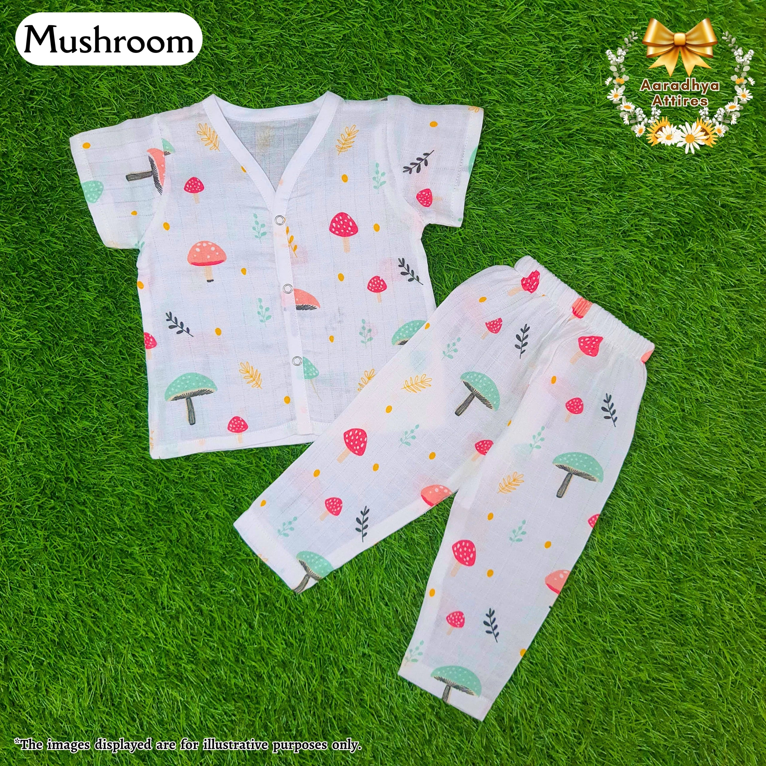 Co-Ord Set Half Sleeve & Pant - Mushroom. (0-3 Month)
