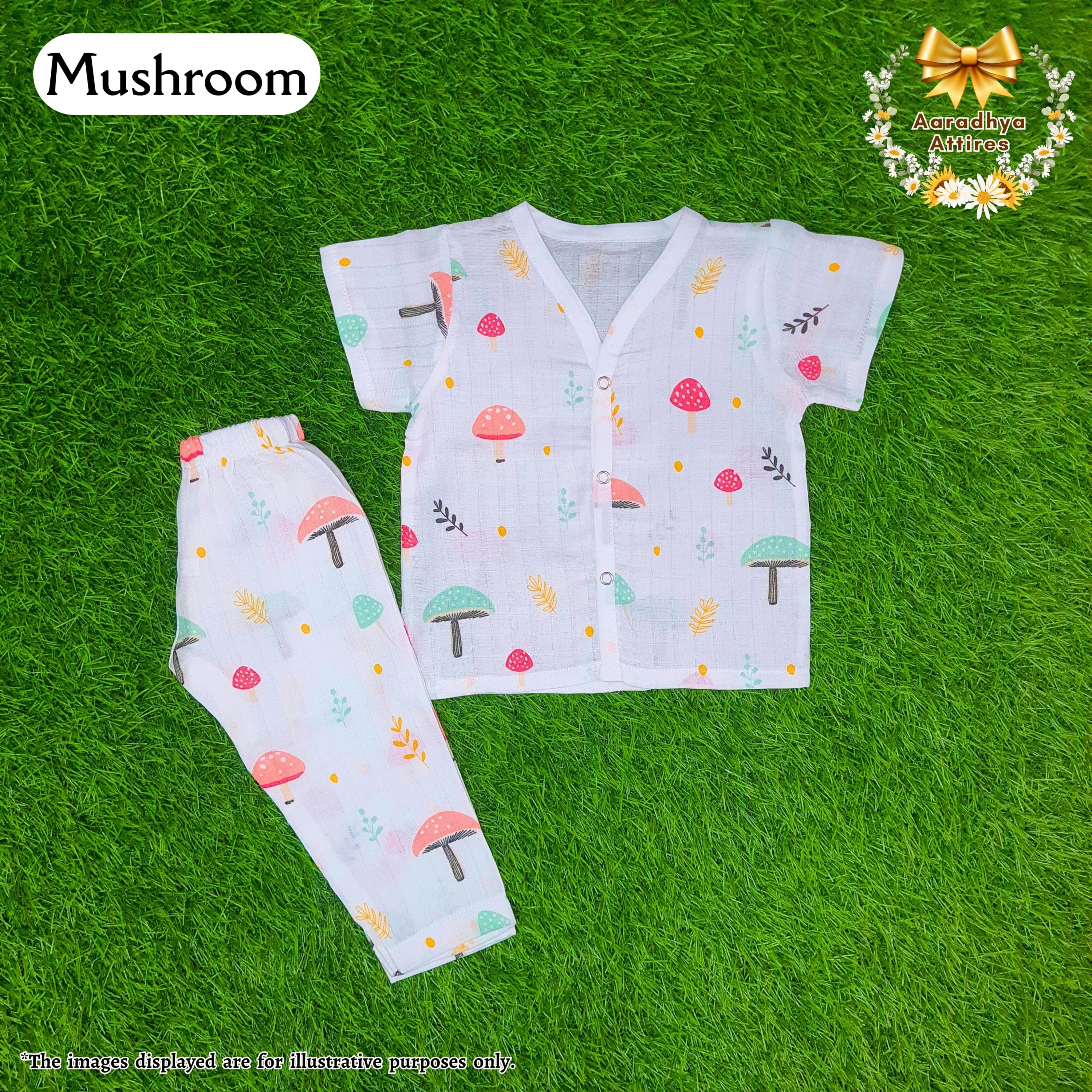 Co-Ord Set Half Sleeve & Pant - Mushroom. (0-3 Month)