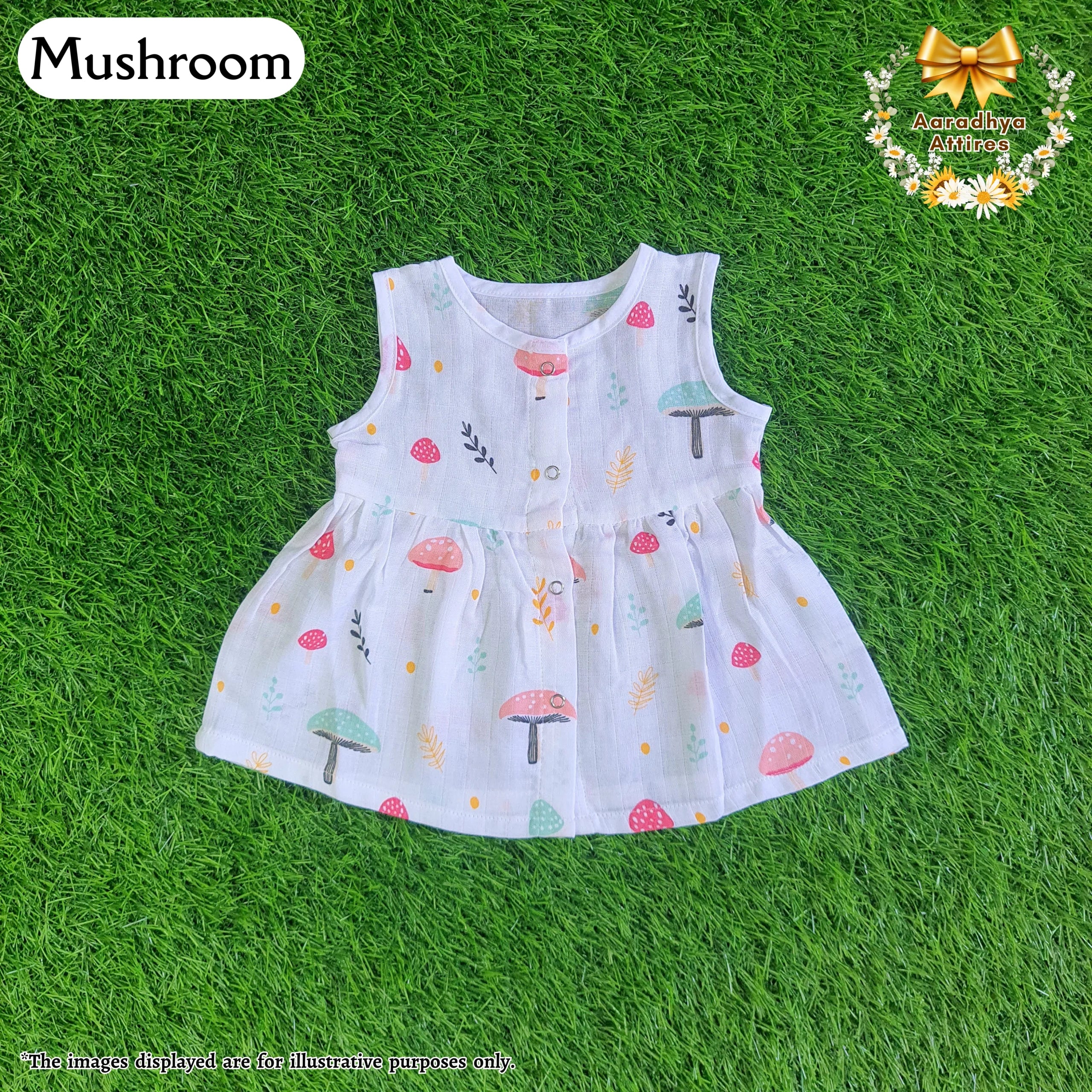 Button Frock - Mushroom - (0-3 Month).