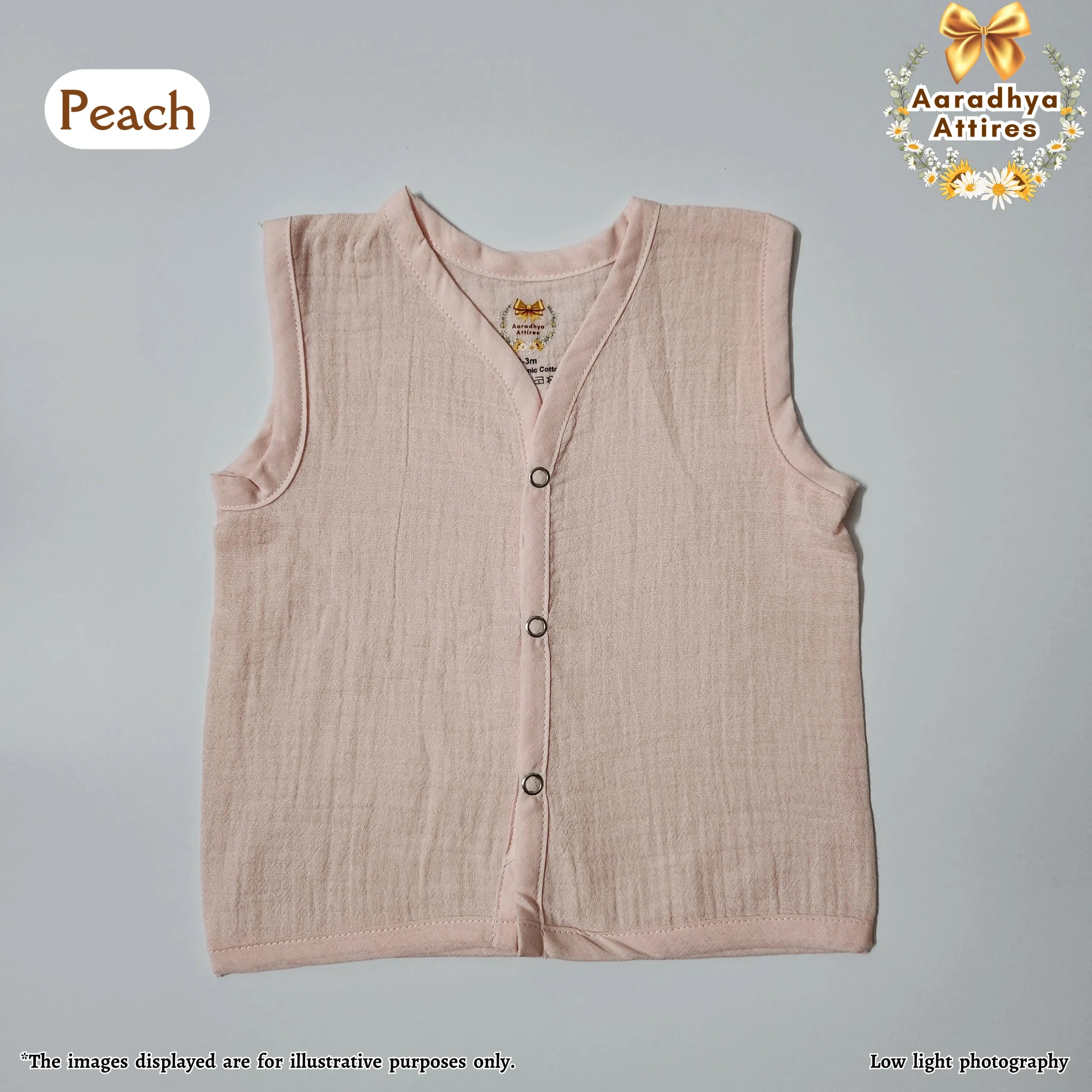 Button Jabla - Peach (Organic Crinkled Muslin Cotton) (3-6 Month)
