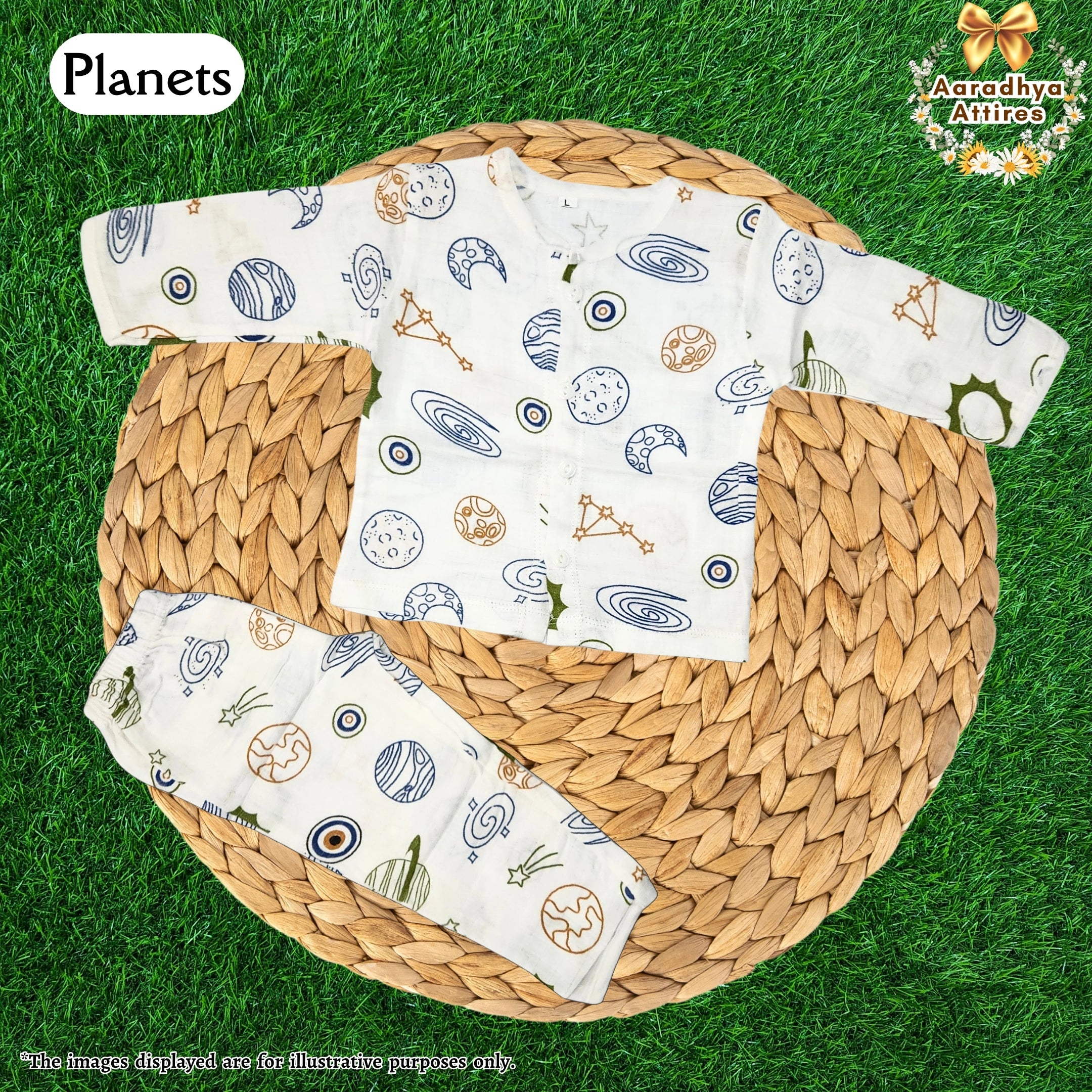 Co-Ord Set Full Sleeve & Pant - Planets. (6-12 Month)
