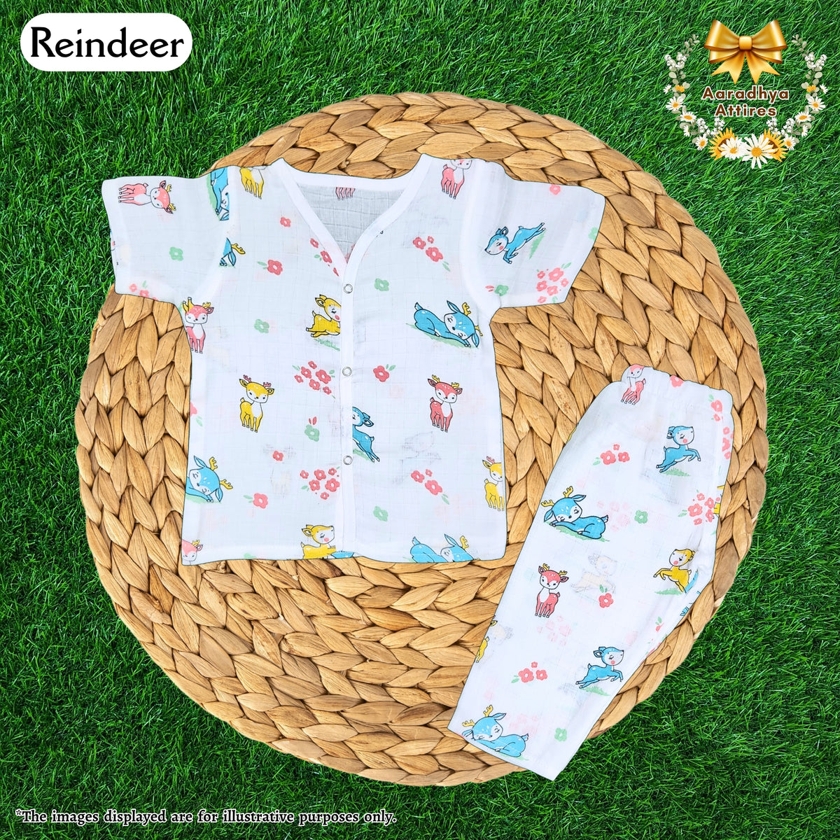 Co-Ord Set Half Sleeve & Pant - Reindeer - 9-12 Month