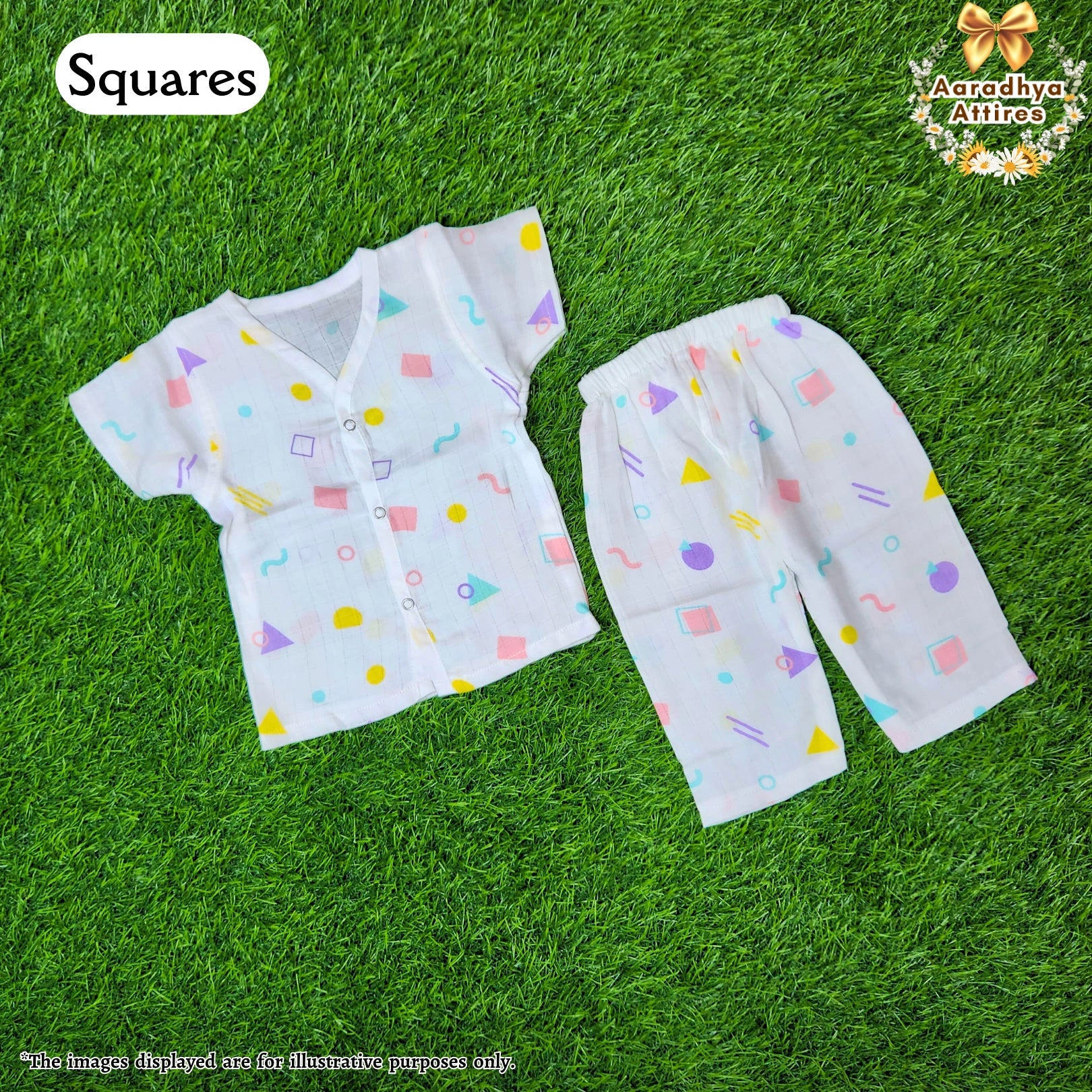 Co-Ord Set Half Sleeve & Pant - Square - 3-6 Month