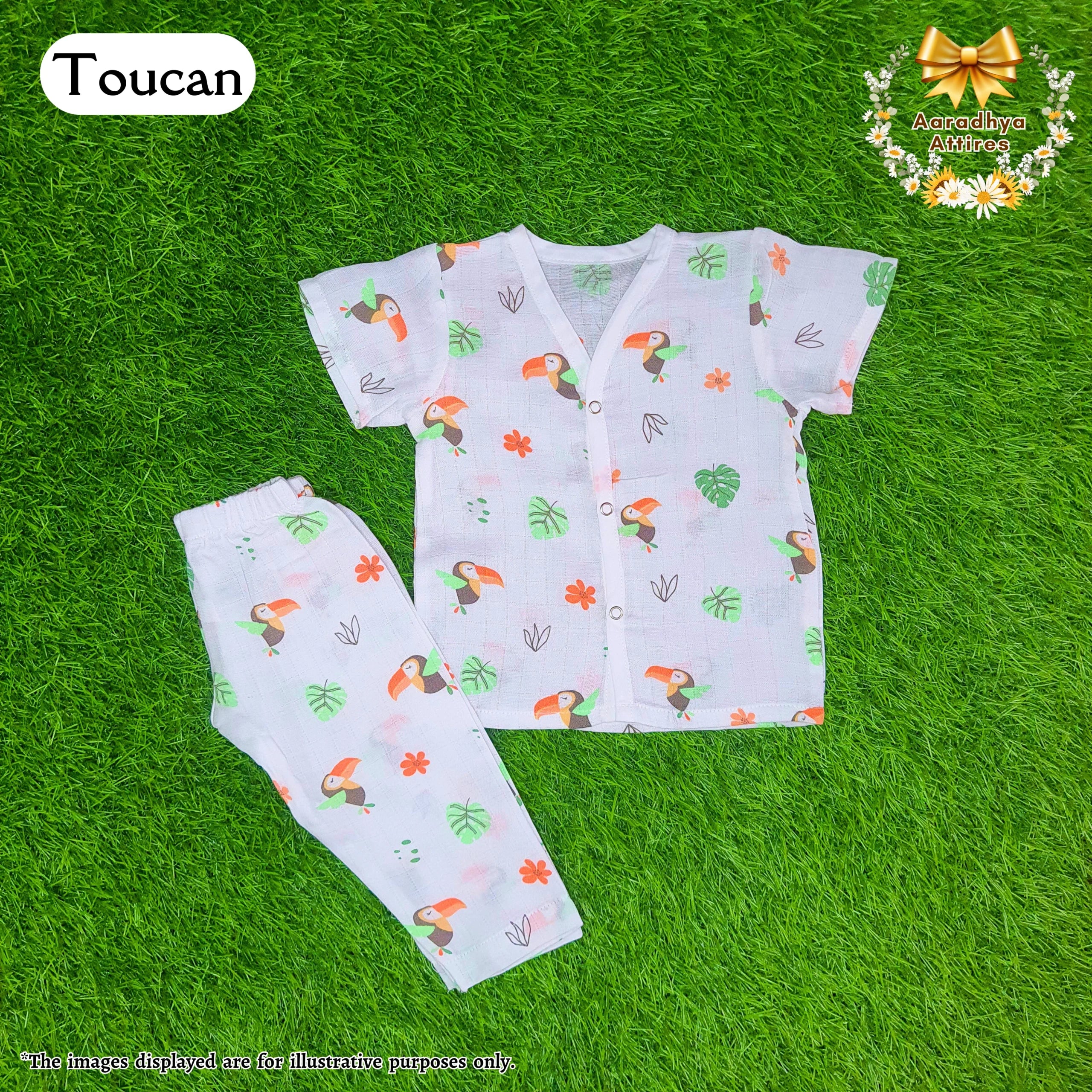 Co-Ord Set Half Sleeve & Pant - Toucan. (0-3 Month)