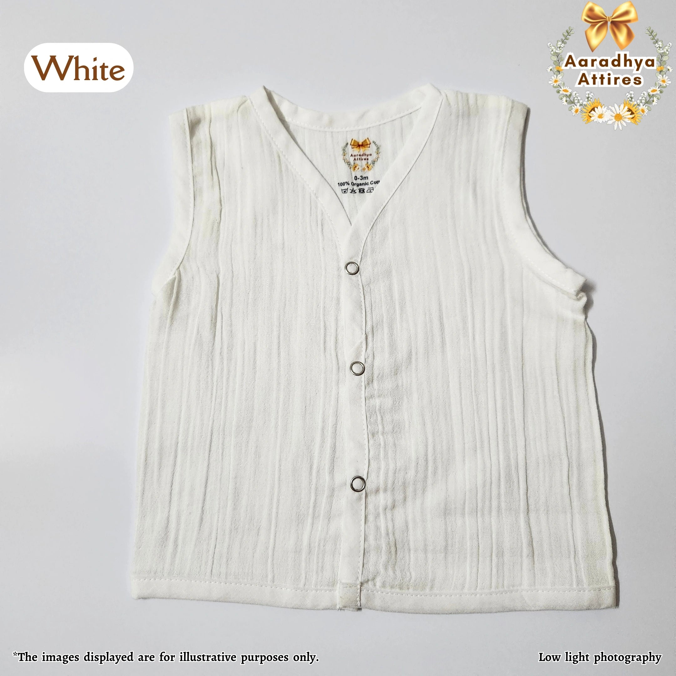 Button Jabla - White (Organic Crinkled Muslin Cotton) (6-9 Month)