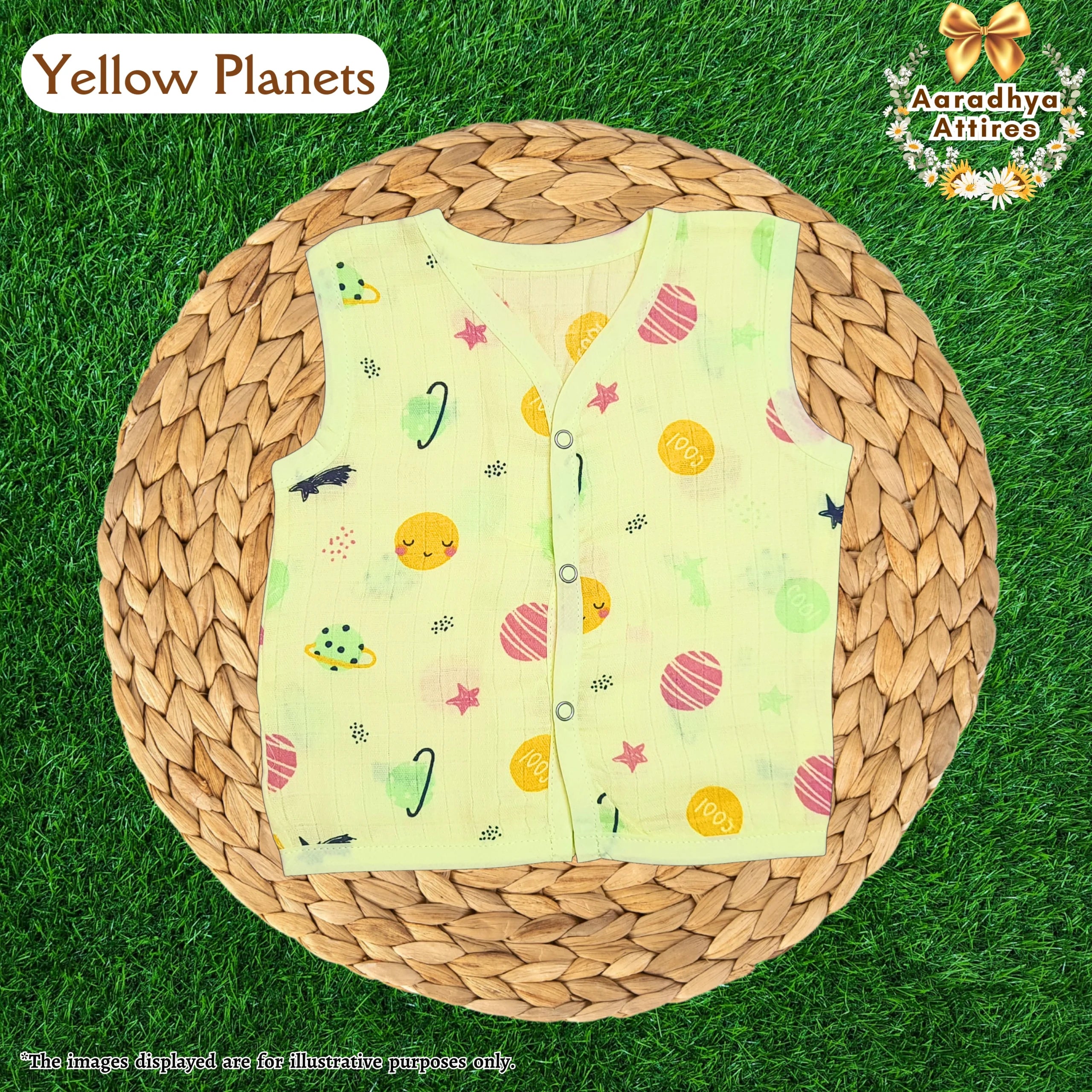 Button Jabla -  Yellow Planets - Newborn